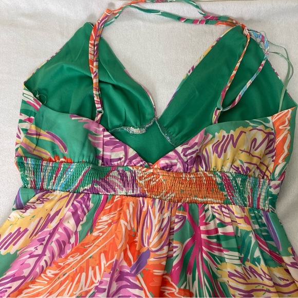 Flying Tomato Floral Printed Cutout Halter Maxi Dress Multicolor Size L - Picture 7 of 16